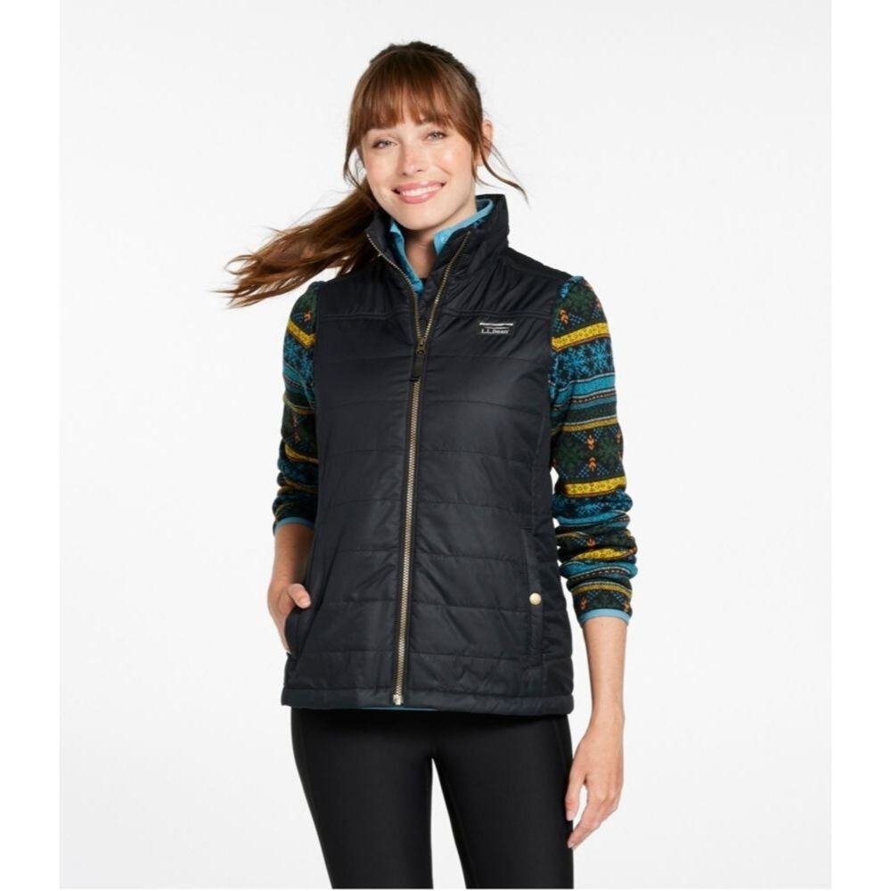 L.L. Bean Mountain Classic Quilted Puffer Vest Womens XL Petite PXL Black Hiking